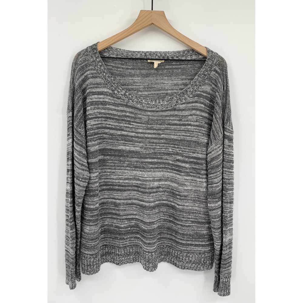 Eileen Fisher Sweater Womens XL Gray Linen Knit Long Sleeve Lightweight Cozy